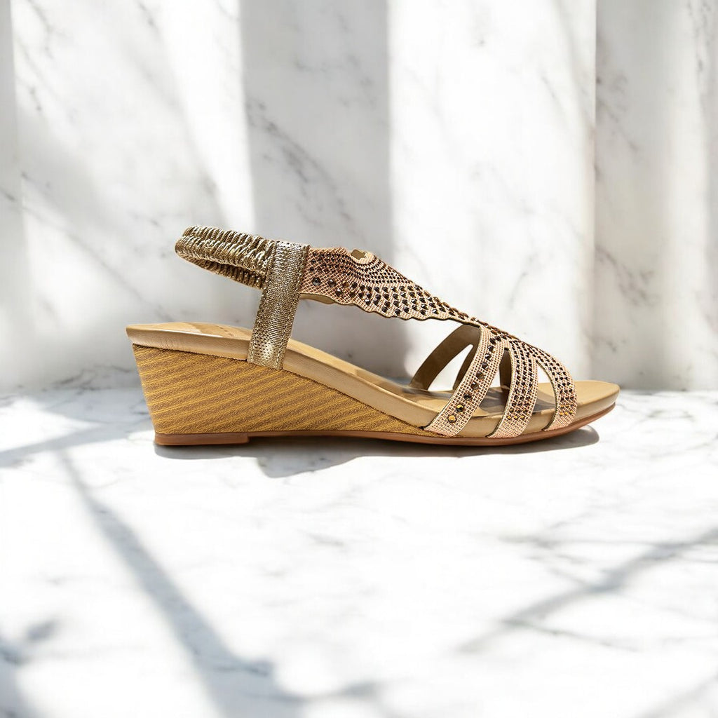 Rhinestone Wedge Heel Sandal