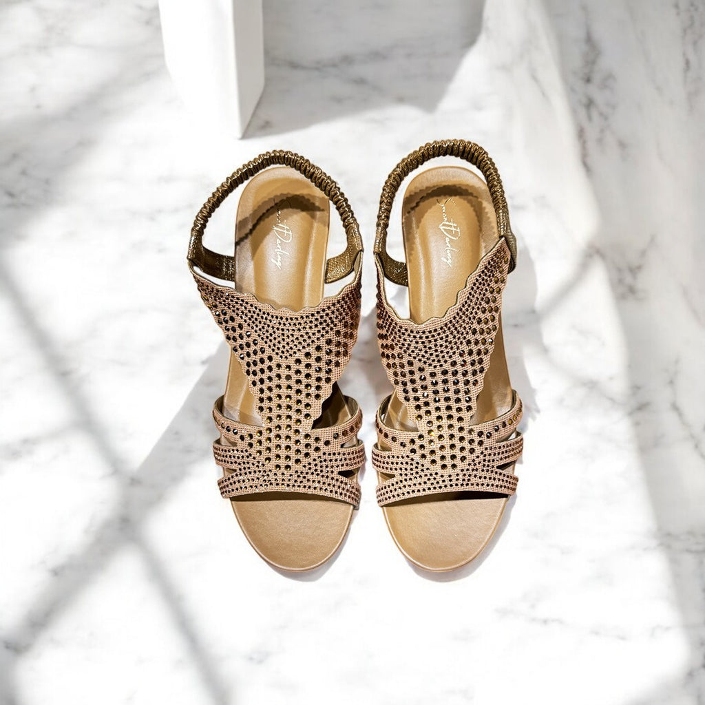 Rhinestone Wedge Heel Sandal
