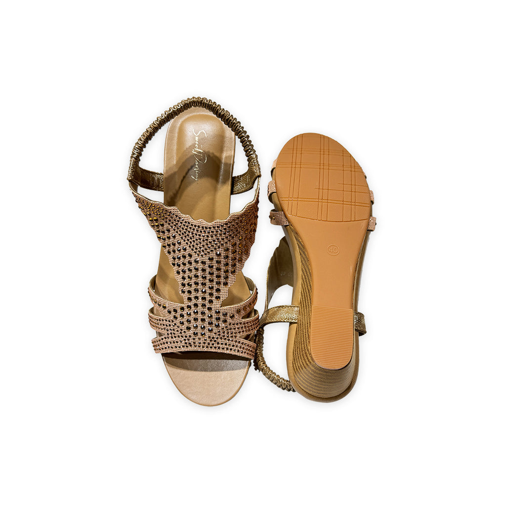 Rhinestone Wedge Heel Sandal