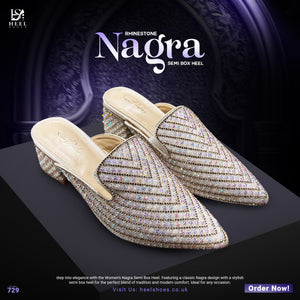 Rhinestone Nagra Semi Box Heel