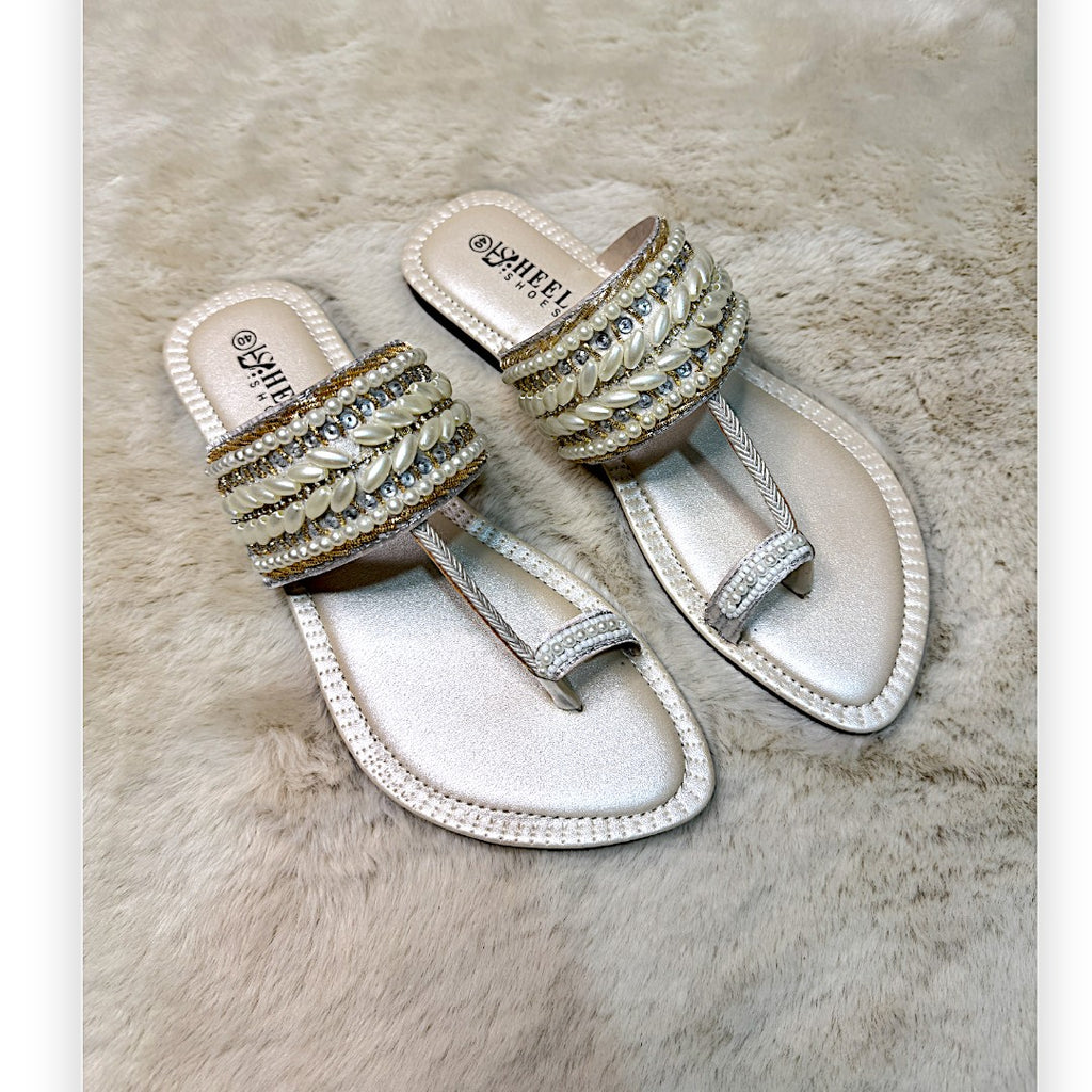 Embellished Toe-Ring Ethnic Flats