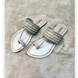 Embellished Toe-Ring Ethnic Flats