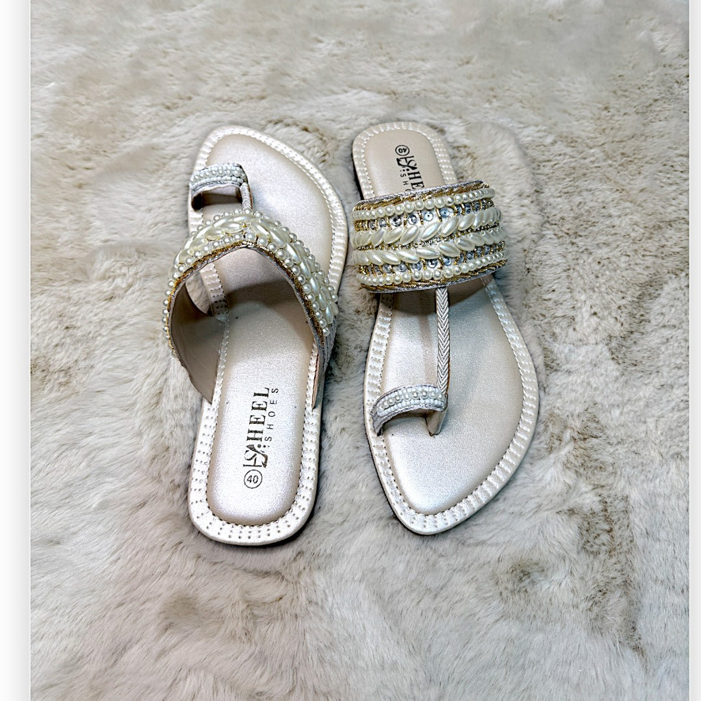 Embellished Toe-Ring Ethnic Flats