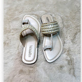 Embellished Toe-Ring Ethnic Flats