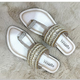 Embellished Toe-Ring Ethnic Flats
