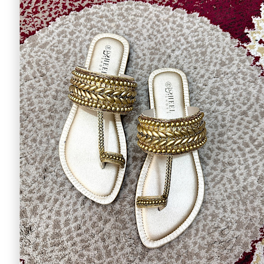 Embellished Toe-Ring Ethnic Flats