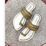 Embellished Toe-Ring Ethnic Flats