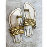 Embellished Toe-Ring Ethnic Flats