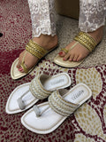 Embellished Toe-Ring Ethnic Flats
