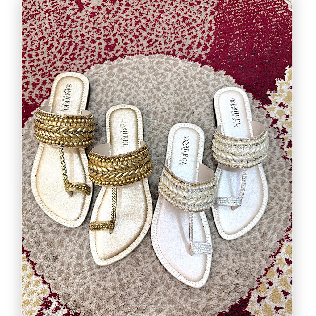 Embellished Toe-Ring Ethnic Flats