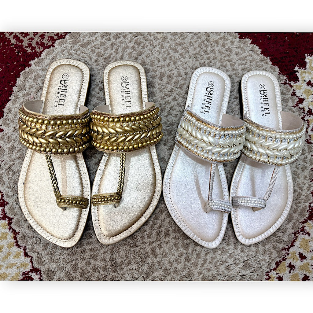 Embellished Toe-Ring Ethnic Flats