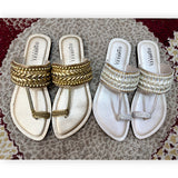 Embellished Toe-Ring Ethnic Flats