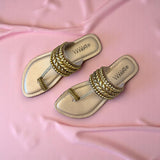 Embellished Toe-Ring Ethnic Flats