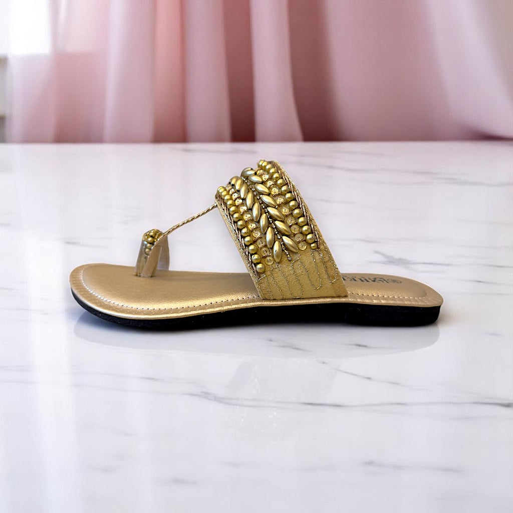 Embellished Toe-Ring Ethnic Flats