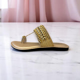 Embellished Toe-Ring Ethnic Flats