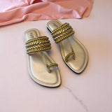 Embellished Toe-Ring Ethnic Flats