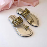 Embellished Toe-Ring Ethnic Flats