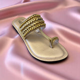 Embellished Toe-Ring Ethnic Flats