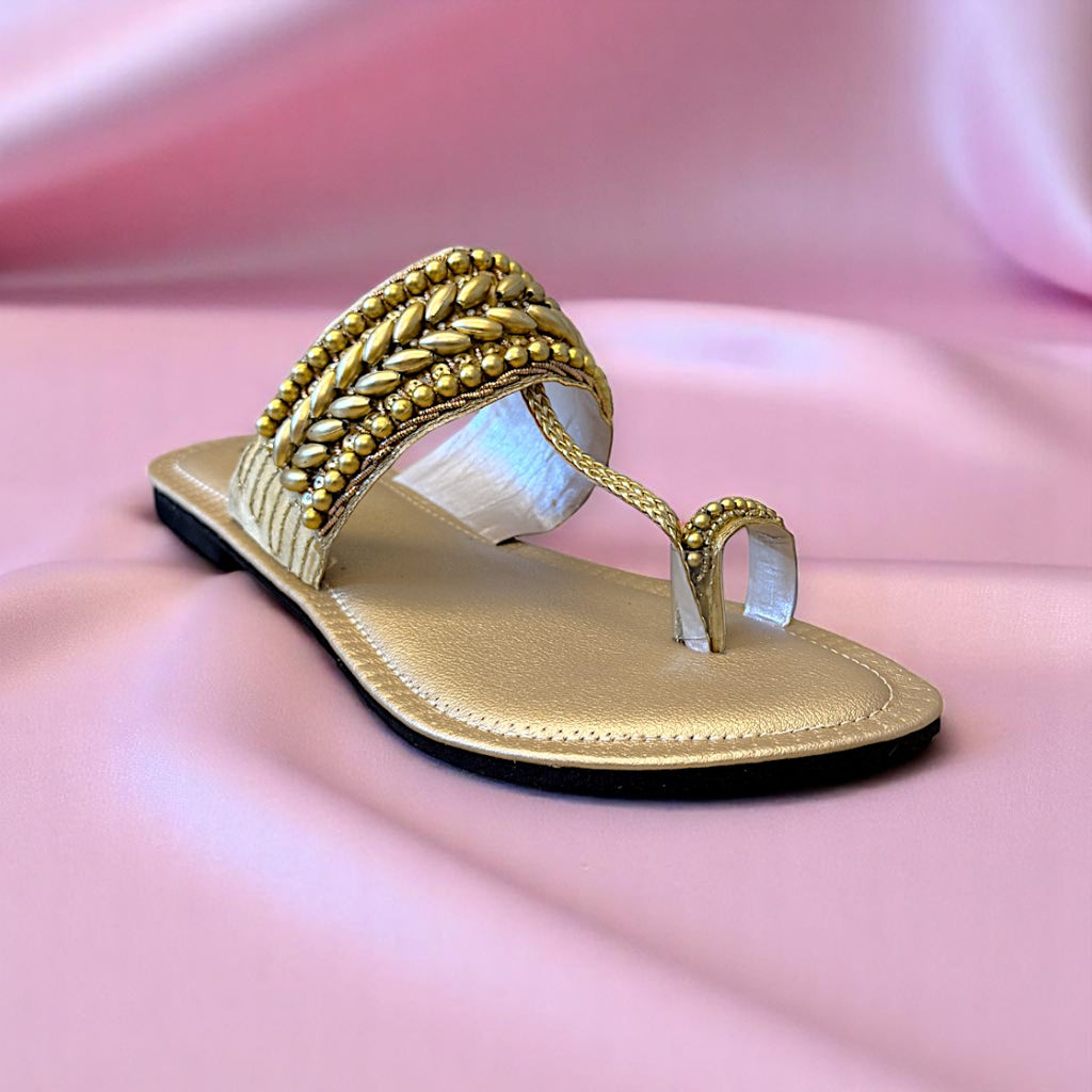 Embellished Toe-Ring Ethnic Flats
