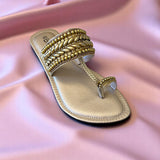 Embellished Toe-Ring Ethnic Flats
