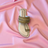 Embellished Toe-Ring Ethnic Flats