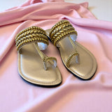 Embellished Toe-Ring Ethnic Flats
