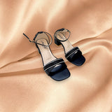 Women Box Heel Ankle Knot