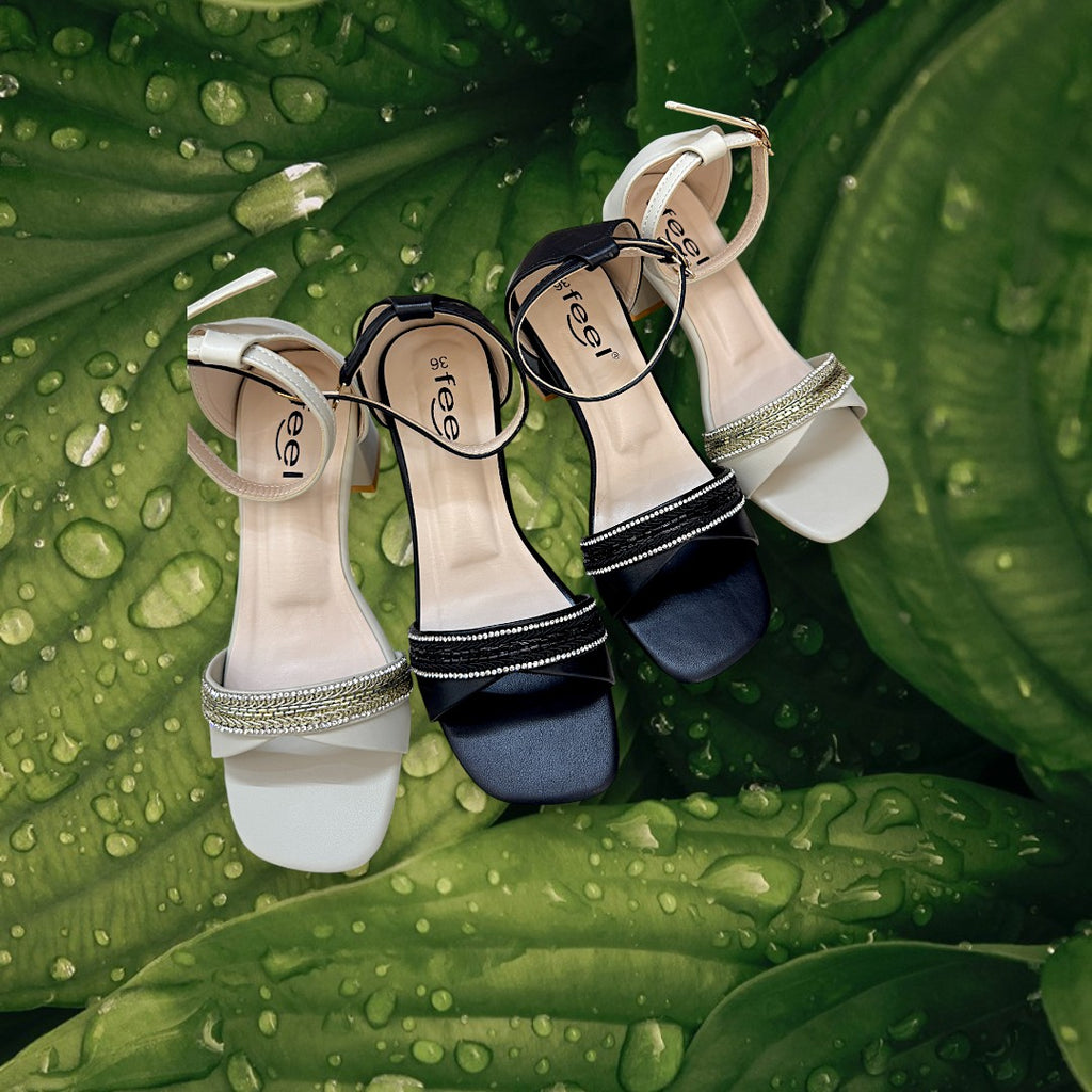 Women Box Heel Ankle Knot