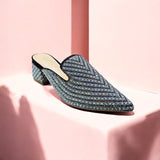 Rhinestone Nagra Semi Box Heel