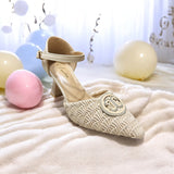 Women Pointed Toe Deco Pencil Heel