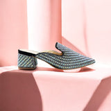 Rhinestone Nagra Semi Box Heel
