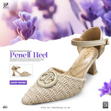 Women Pointed Toe Deco Pencil Heel